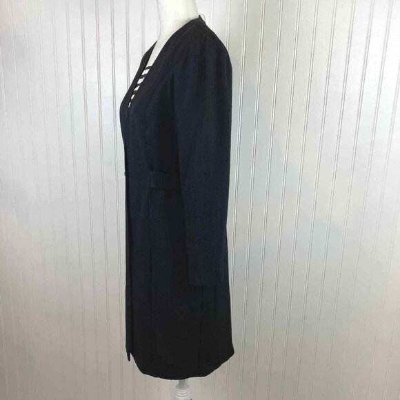 Taurus II Dress Womens 6 Petite Black Nautical Button Front Career Made USA VTG - Picture 3 of 9